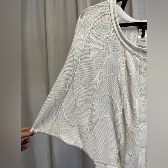 Escada white sweater cardigan 100% cotton | size Large - Picture 2 of 6
